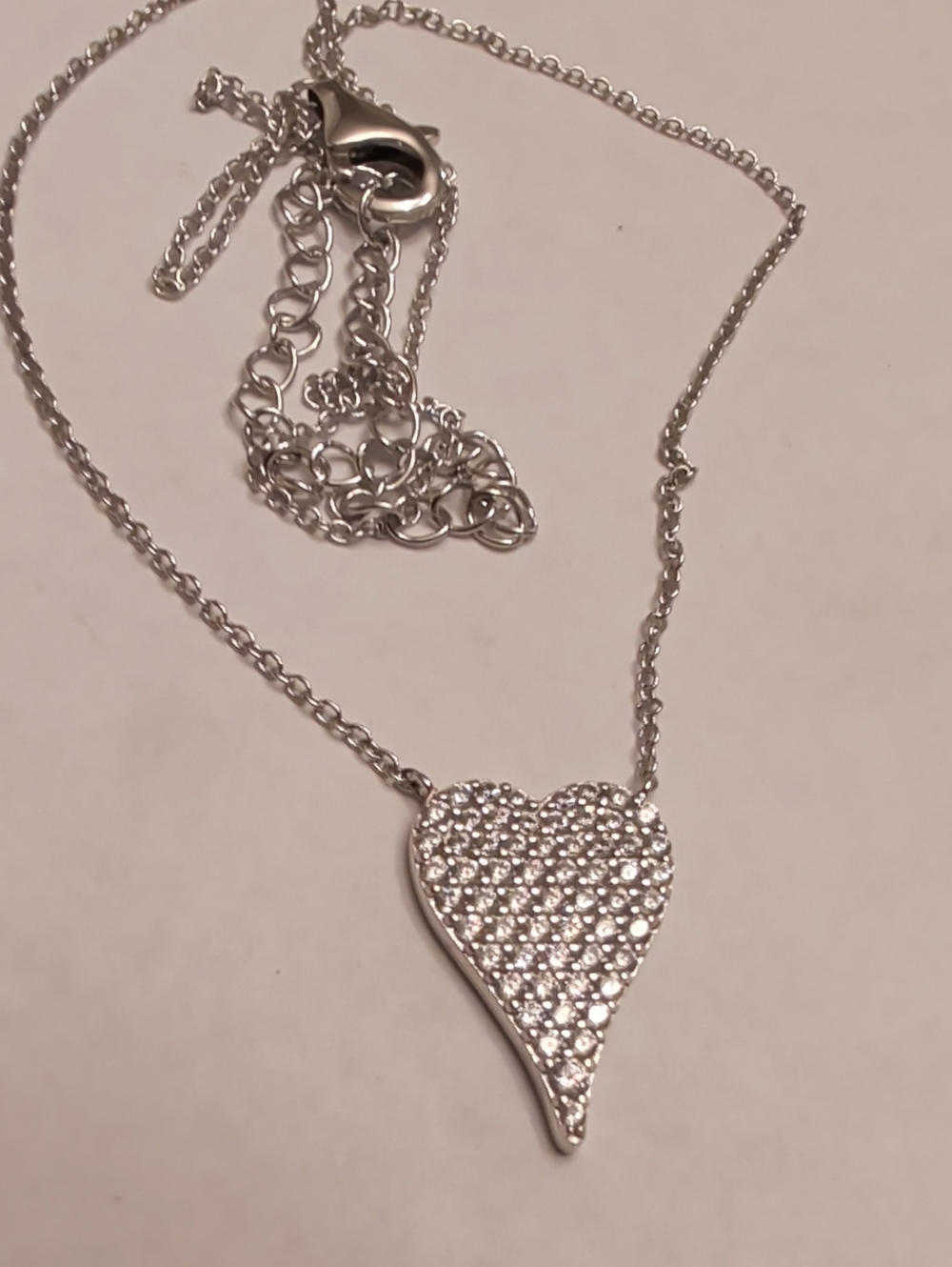 JCL Sterling Silver CZ Heart Pendant Necklace
